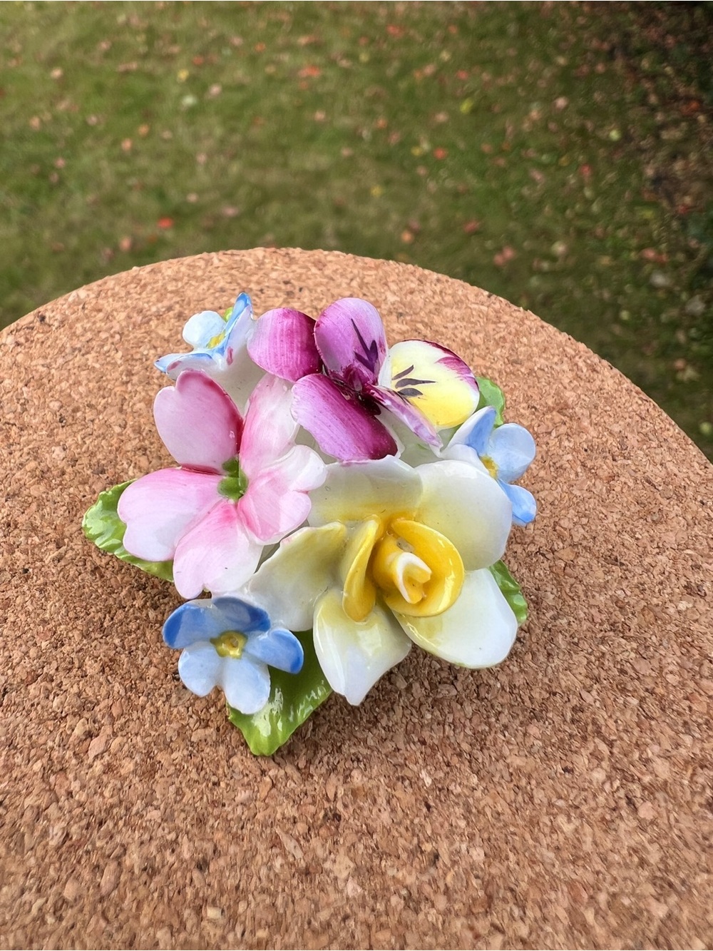 Vintage Floral Porcelain Brooch Hand Crafted  Flower Bouquet Made in England